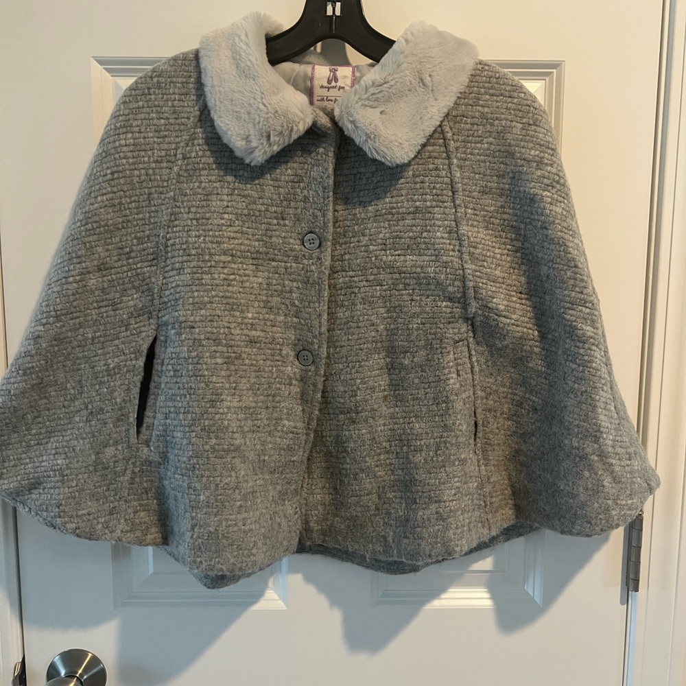 Gymboree Light Gray Faux Fur Collar Coat